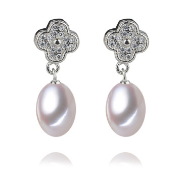 Fancy Fashion White Pearl Earrings AAA Drop 8-9mm Beautiful Pearl Earring